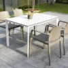 Salon De Jardin : 1 Table Aluminium 120 X 80 Cm + 4 Fauteuils – Dock -Jardelix Soldes Magasin salon jardin alu 4 fauteuils