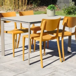 Salon De Jardin : 1 Table Aluminium 120 X 80 Cm + 4 Chaises – Town