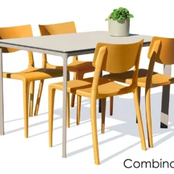 Salon De Jardin : 1 Table Aluminium 120 X 80 Cm + 4 Chaises – Town -Jardelix Soldes Magasin salon jardin alu 4 places taupe jaune