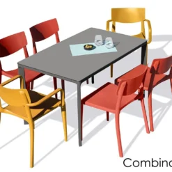 Salon De Jardin : 1 Table 160 X 90 Cm + 4 Chaises + 2 Fauteuils – Town -Jardelix Soldes Magasin salon jardin alu 6 places anthracite rouge jaune