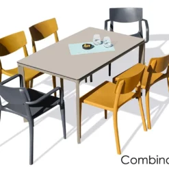 Salon De Jardin : 1 Table 160 X 90 Cm + 4 Chaises + 2 Fauteuils – Town -Jardelix Soldes Magasin salon jardin alu 6 places taupe gris jaune