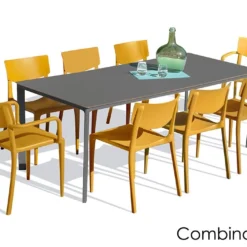 Salon De Jardin : 1 Table 200 X 90 Cm + 6 Chaises + 2 Fauteuils – Town -Jardelix Soldes Magasin salon jardin alu 8 places anthracite jaune 1