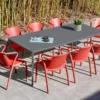 Salon De Jardin : 1 Table Aluminium 200 X 90 Cm Anthracite + 8 Fauteuils – Fado -Jardelix Soldes Magasin salon jardin alu 8 places fado meet