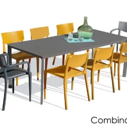 Salon De Jardin : 1 Table 200 X 90 Cm + 6 Chaises + 2 Fauteuils – Town -Jardelix Soldes Magasin salon jardin alu 8 places gris anthracite jaune 1