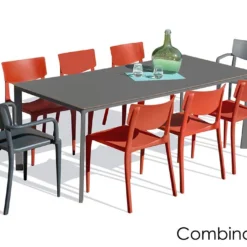 Salon De Jardin : 1 Table 200 X 90 Cm + 6 Chaises + 2 Fauteuils – Town -Jardelix Soldes Magasin salon jardin alu 8 places gris anthracite rouge 1