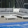 Hevea Salon De Jardin En Aluminium Anastacia Blanc + Coussins Gris Marinland 2 Hevea Salon De Jardin En Aluminium Anastacia Blanc + Coussins Gris Marinland -Jardelix Soldes Magasin salon jardin aluminium anastacia 1 canape angle 1 table basse