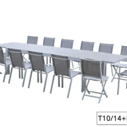 Salon De Jardin Aluminium Tulum Blanc Et Aspect Bois (TB + FT + CH) -Jardelix Soldes Magasin salon jardin aluminium blanc effet bois table rallonge fauteuils chaises 3