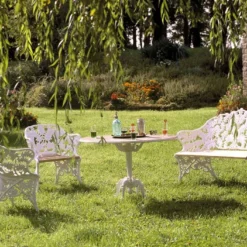 Salon De Jardin Fonte D’Aluminium Et Bois Fougère