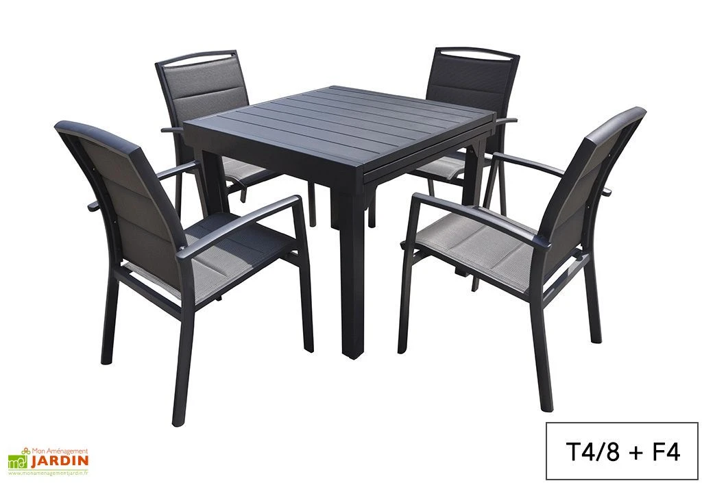 Salon De Jardin Aluminium Modulo Gris Anthracite (TB + FT) 4 Salon De Jardin Aluminium Modulo Gris Anthracite (TB + FT) – Image 2