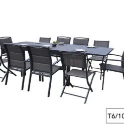 Salon De Jardin Aluminium Modulo Gris Anthracite (TB + FT + CH) -Jardelix Soldes Magasin salon jardin aluminium gris anthracite modulo 4 12 personnes chaise fauteuil 4