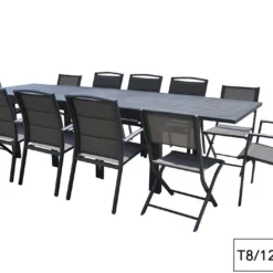 Salon De Jardin Aluminium Modulo Gris Anthracite (TB + FT + CH) -Jardelix Soldes Magasin salon jardin aluminium gris anthracite modulo 4 12 personnes chaise fauteuil 5