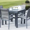 Salon De Jardin Modulo : Table Extensible + 4 Fauteuils Gris -Jardelix Soldes Magasin salon jardin aluminium modulo4 gris 1