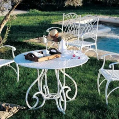 Salon De Jardin En Aluminium Puerto : 1 Table + 4 Fauteuils