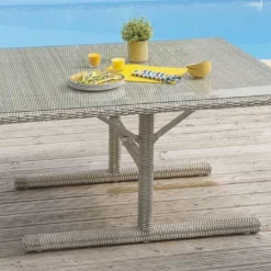 Salon De Jardin En Aluminium Et Résine Tressée Oceane Lunch – 8 Places -Jardelix Soldes Magasin salon jardin aluminium resine tressee 8 places oceane lunch 3