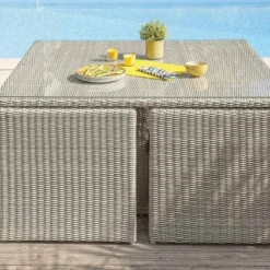 Salon De Jardin En Aluminium Et Résine Tressée Oceane Lunch – 8 Places -Jardelix Soldes Magasin salon jardin aluminium resine tressee 8 places oceane lunch 4