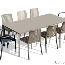 Salon De Jardin : 1 Table 200 X 90 Cm + 6 Chaises + 2 Fauteuils – Park -Jardelix Soldes Magasin salon jardin aluminium taupe 8 fauteuils gris