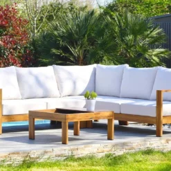 Salon De Jardin D’angle En Aluminium 5 Places - Majorque