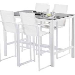 Salon De Jardin En Aluminium Star : Bar + 4 Fauteuils