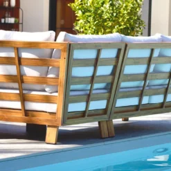 Salon De Jardin D’angle En Aluminium 5 Places - Majorque -Jardelix Soldes Magasin salon jardin angle aluminium terrasse arriere