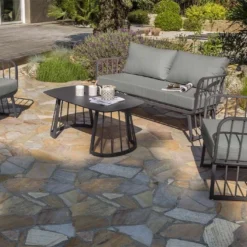 Salon De Jardin 4 Places En Aluminium Apolline Anthracite