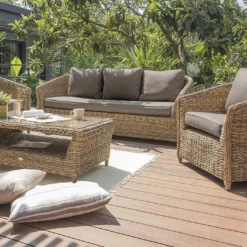 Salon De Jardin Havana En Aluminium Et Résine Tressée Marron