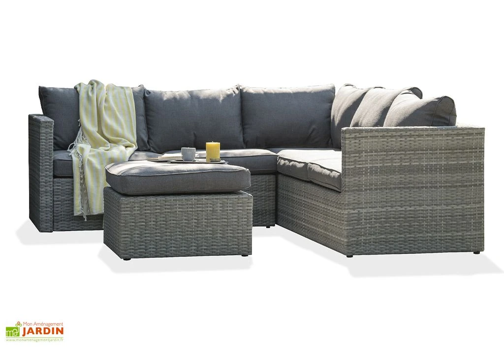 Salon De Jardin En Résine Tressée : Deux Canapés 3 Pl + 2 Pl + 1 Table 5 Salon De Jardin En Résine Tressée : Deux Canapés 3 Pl + 2 Pl + 1 Table – Image 3