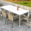 Salon De Jardin : 1 Table Aluminium 200 X 90 Cm + 8 Fauteuils – Dock -Jardelix Soldes Magasin salon jardin blanc taupe 8 places aluminium