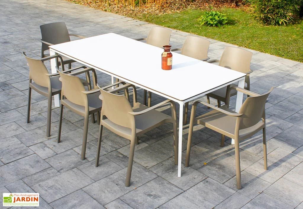 Salon De Jardin : 1 Table Aluminium 200 X 90 Cm + 8 Fauteuils – Dock 3 Salon De Jardin : 1 Table Aluminium 200 X 90 Cm + 8 Fauteuils – Dock