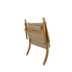 Salon De Jardin En Bois D’Acacia Et Tissu 4 Places Primavera Taupe -Jardelix Soldes Magasin salon jardin bois acacia 4 places 4