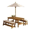 KidKraft Salon De Jardin Bois Pour Enfants : Table, Bancs, Parasol Taupe 2 KidKraft Salon De Jardin Bois Pour Enfants : Table, Bancs, Parasol Taupe -Jardelix Soldes Magasin salon jardin enfant table banc bois parasol