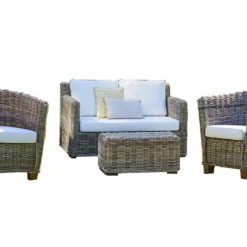 Salon De Jardin En Kubu 4/5 Places – 1 Table, 1 Canapé Et 2 Fauteuils