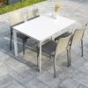 Salon De Jardin : 1 Table Aluminium 120 X 80 Cm + 4 Chaises – Hall -Jardelix Soldes Magasin salon jardin meet hall 4 chaises table blanche