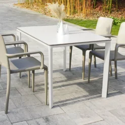 Salon De Jardin : 1 Table Aluminium 120 X 80 Cm + 4 Fauteuils – Hall