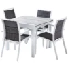 Salon De Jardin Aluminium : Table Extensible 90/180 Cm + 4 Fauteuils -Jardelix Soldes Magasin salon jardin modulo wilsa aluminium verre decors bois 4 fauteuils