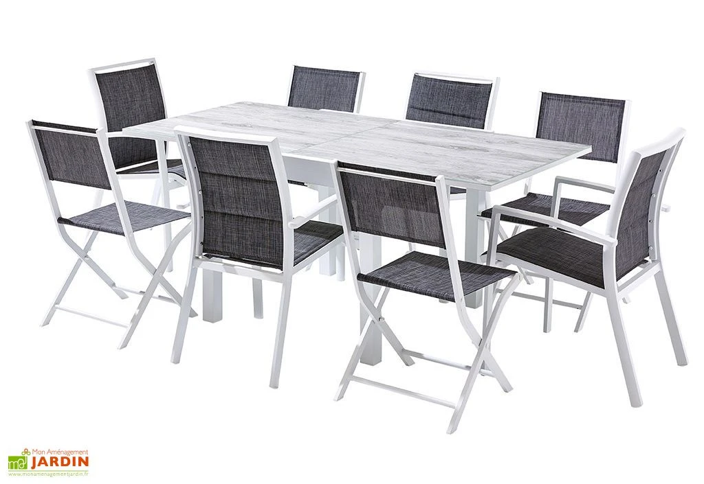 Salon De Jardin Aluminium : Table Extensible 90/180 Cm + 4 Fauteuils 4 Salon De Jardin Aluminium : Table Extensible 90/180 Cm + 4 Fauteuils – Image 2
