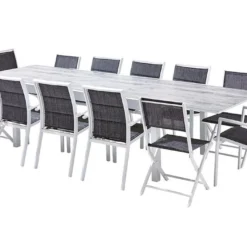 Salon De Jardin Aluminium : Table Extensible 200/320 Cm + Fauteuils