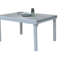 Salon De Jardin Aluminium : Table Extensible 135/270 Cm + Fauteuils -Jardelix Soldes Magasin salon jardin modulo wilsa aluminium verre decors bois table extensible 8personnes 1