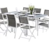 Salon De Jardin Modulo : Table Extensible + 4 Fauteuils + 4 Chaises -Jardelix Soldes Magasin salon jardin modulo wilsa table extensible 4fauteuils 4chaises aluminium verre