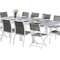 Salon De Jardin Modulo : Table Extensible + 6 Fauteuils + 4 Chaises