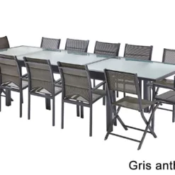 Salon De Jardin Modulo : Table à Rallonge + 8 Fauteuils + 4 Chaises 10 Salon De Jardin Modulo : Table à Rallonge + 8 Fauteuils + 4 Chaises -Jardelix Soldes Magasin salon jardin modulo wilsa table extensible 8 fauteuils 4 chaises aluminium verre