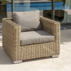 Salon De Jardin Montmartre Miel En Résine Tressée 4 Places -Jardelix Soldes Magasin salon jardin montmartre table canape exterieur 3