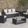 Salon De Jardin En Résine Tressée : 1 Canapé + 2 Fts + 1 Table Basse -Jardelix Soldes Magasin salon jardin resine tressee canape fauteuils table basse