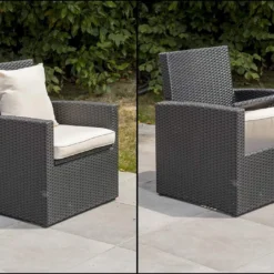 Salon De Jardin En Résine Tressée : 1 Canapé + 2 Fts + 1 Table Basse -Jardelix Soldes Magasin salon jardin resine tressee canape fauteuils table basse 5