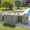 Salon De Jardin En Résine Tressée Encastrable Gris : 1 Table + 8 Fts -Jardelix Soldes Magasin salon jardin resine tressee gris encastrable 8 fauteuils 1