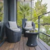 Salon De Jardin Totem : 2 Fts + 1 Table Basse -Jardelix Soldes Magasin salon jardin resine tressee noire 2personnes empilable