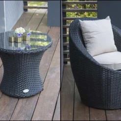 Salon De Jardin Totem : 2 Fts + 1 Table Basse 7 Salon De Jardin Totem : 2 Fts + 1 Table Basse -Jardelix Soldes Magasin salon jardin resine tressee noire 2personnes empilable 2