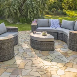 Salon De Jardin Rond En Aluminium Et Résine Tressée 8 Places - Nouméa