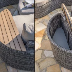 Salon De Jardin Rond En Aluminium Et Résine Tressée 8 Places - Nouméa -Jardelix Soldes Magasin salon jardin rond 8 places resine aluminium gris noumea 5