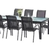 Salon De Jardin BlackSun En Alu Et Verre Trempé : Table + 8 Fauteuils