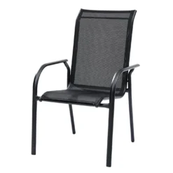 Fauteuil De Jardin Empilable En Alu Et Textilène Noir